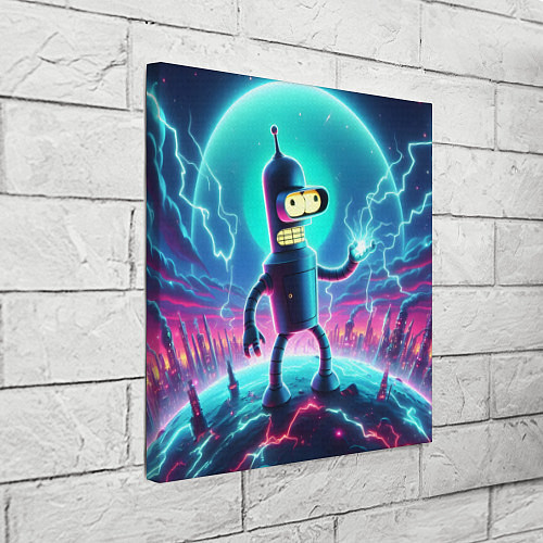 Картина квадратная Робот-сгибальщик Бендер пропускает через себя молн / 3D-принт – фото 3