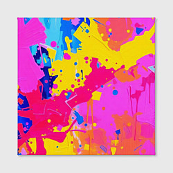 Холст квадратный Яркие пятна акриловой краски на стене, цвет: 3D-принт — фото 2
