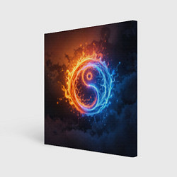 Холст квадратный Инь ян огонь и лёд, цвет: 3D-принт