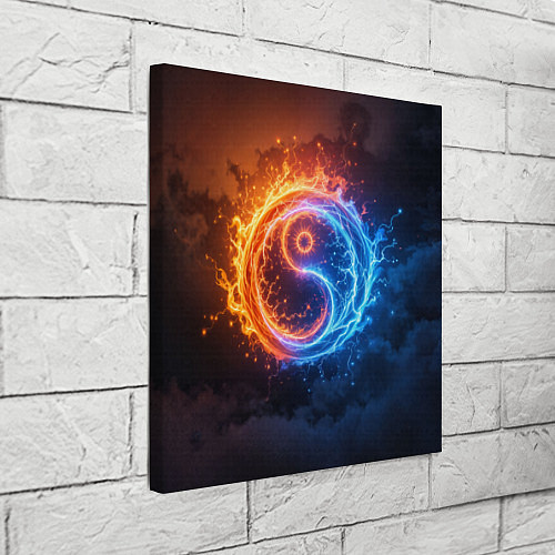 Картина квадратная Инь ян огонь и лёд / 3D-принт – фото 3