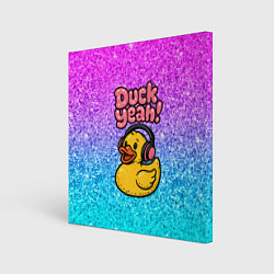 Картина квадратная Duck yeah - утка в наушниках