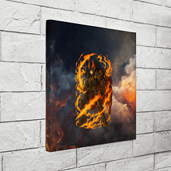 Холст квадратный Герой аниме дракон с огненным мечем, цвет: 3D-принт — фото 2