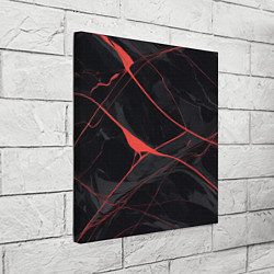 Холст квадратный Текстура мрамора с красными полосками, цвет: 3D-принт — фото 2