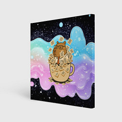 Картина квадратная Менеджер капибара в кружке в стикерах