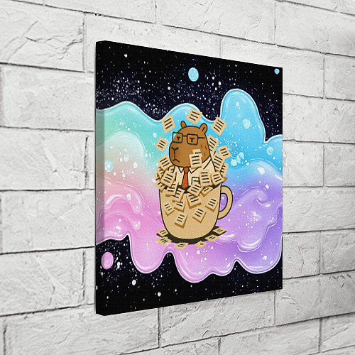 Картина квадратная Менеджер капибара в кружке в стикерах / 3D-принт – фото 3