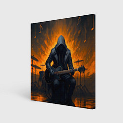 Холст квадратный Гитарист играющий в пламени, цвет: 3D-принт
