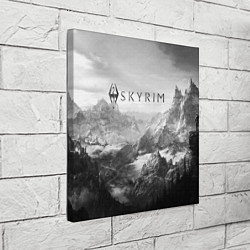 Холст квадратный Скайрим - черно белый пейзаж, цвет: 3D-принт — фото 2