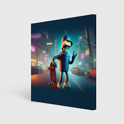 Холст квадратный Сынишка Бендера крутой скейтбордист, цвет: 3D-принт