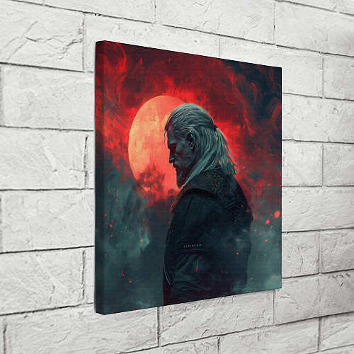 Картина квадратная Ведьмак на фоне красной луны / 3D-принт – фото 3