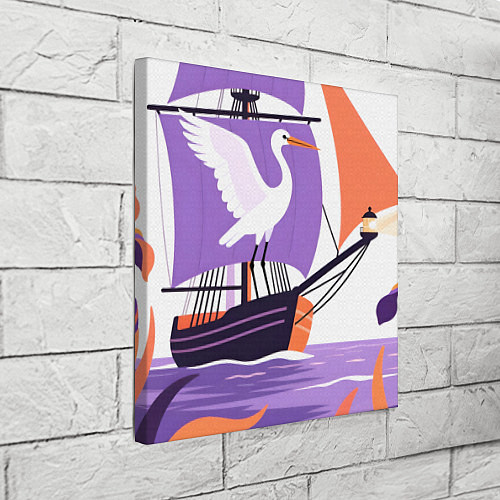 Картина квадратная Аист на корабле / 3D-принт – фото 3