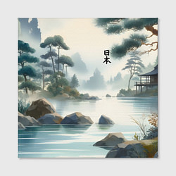 Холст квадратный Японский акварельный пейзаж, цвет: 3D-принт — фото 2