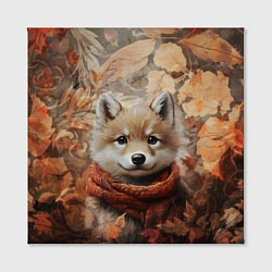 Холст квадратный Осенний волчонок, цвет: 3D-принт — фото 2