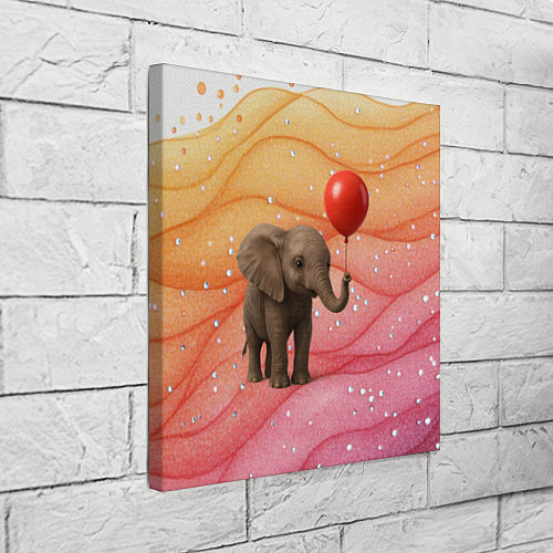 Картина квадратная Слоненок с красным воздушным шариком / 3D-принт – фото 3