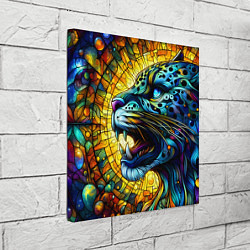 Холст квадратный Морда свирепого леопарда - витраж, цвет: 3D-принт — фото 2