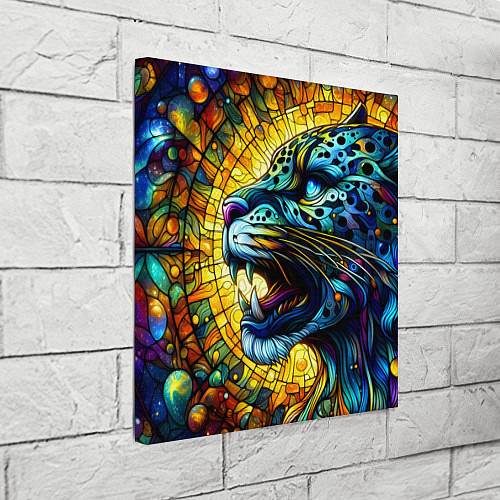 Картина квадратная Морда свирепого леопарда - витраж / 3D-принт – фото 3