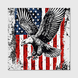 Холст квадратный Орел на фоне американского флага USA, цвет: 3D-принт — фото 2