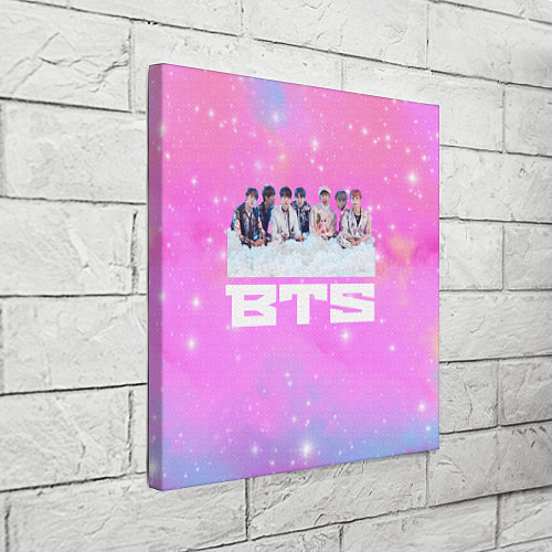 Картина квадратная BTS розовый фон со вспышками / 3D-принт – фото 3