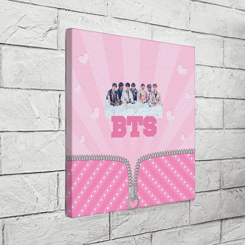 Картина квадратная BTS розовый фон с застежкой / 3D-принт – фото 3