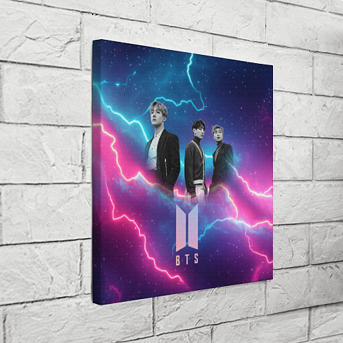 Картина квадратная BTS на фоне молний / 3D-принт – фото 3