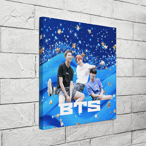 Картина квадратная BTS голубые волные и золотые звезды / 3D-принт – фото 3