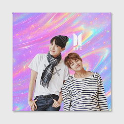 Холст квадратный BTS разноцветный блестящий фон, цвет: 3D-принт — фото 2