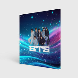 Холст квадратный BTS волнистый фон с блестками, цвет: 3D-принт