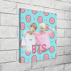 Холст квадратный BTS на фоне пончиков, цвет: 3D-принт — фото 2