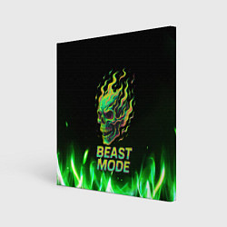 Холст квадратный Режим зверя огненный череп, цвет: 3D-принт