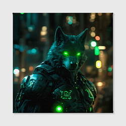 Холст квадратный Киберпанк волк, цвет: 3D-принт — фото 2