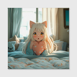 Холст квадратный Аниме девушка в кровати с сердцем, цвет: 3D-принт — фото 2