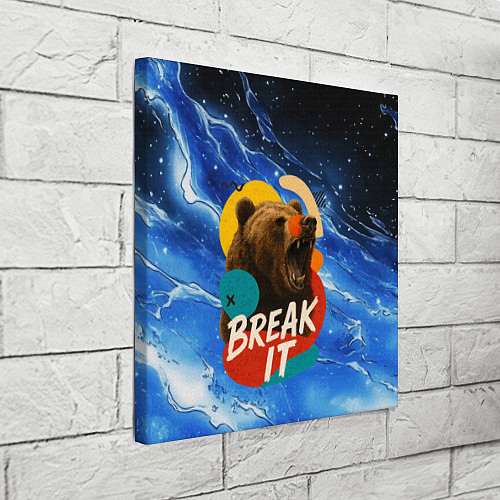 Картина квадратная Break it злой медведь / 3D-принт – фото 3