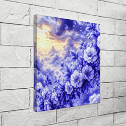 Холст квадратный Сине-сиреневый цветы на фоне облаков, цвет: 3D-принт — фото 2