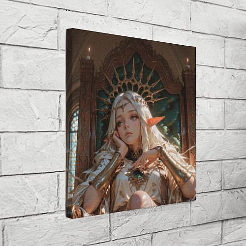 Картина квадратная Беловолосая королева эльфов на троне / 3D-принт – фото 3