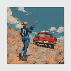Холст квадратный Fallout девушка и старое авто, цвет: 3D-принт — фото 2