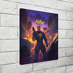 Холст квадратный Fallout седьмой на фоне взрывов, цвет: 3D-принт — фото 2