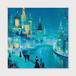 Холст квадратный Новогодняя праздничная Москва, цвет: 3D-принт — фото 2