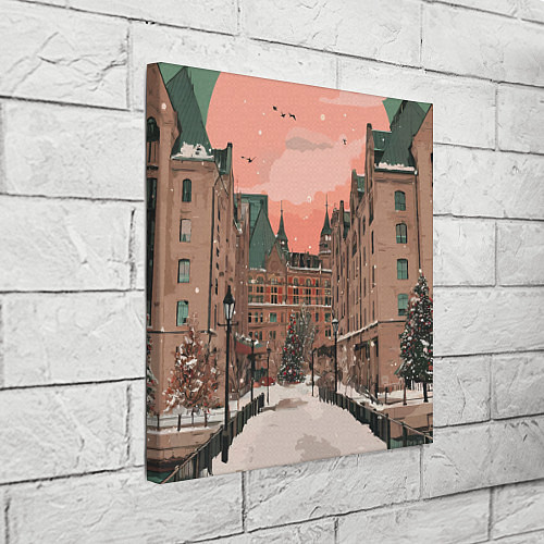Картина квадратная Новогодний Московский двор / 3D-принт – фото 3