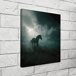Холст квадратный Лошадь в поле - буря, цвет: 3D-принт — фото 2