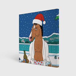 Холст квадратный Новогодний Конь Боджек, цвет: 3D-принт