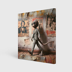 Холст квадратный Пришелец в костюме в полосочку, цвет: 3D-принт