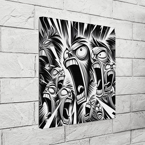 Картина квадратная Орущие рожицы и чёрные молнии - нейроарт / 3D-принт – фото 3