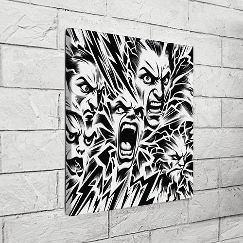 Картина квадратная Свирепые лица и молнии - нейроарт / 3D-принт – фото 3