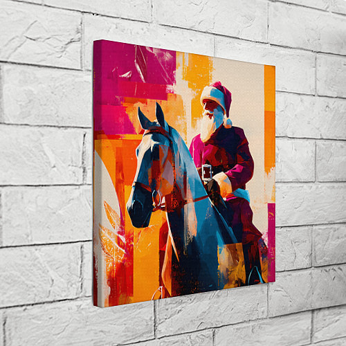 Картина квадратная Дед Мороз на коне / 3D-принт – фото 3