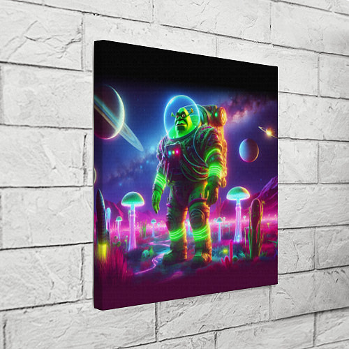 Картина квадратная Космонавт Шрук в неоновом скафандре на загадочной / 3D-принт – фото 3