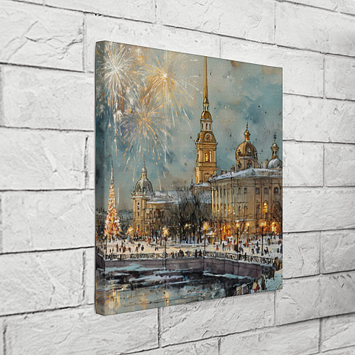 Картина квадратная Новогодний салют в Питере / 3D-принт – фото 3