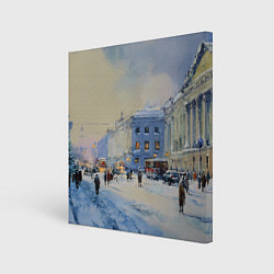 Холст квадратный Зимний праздничный Питер, цвет: 3D-принт