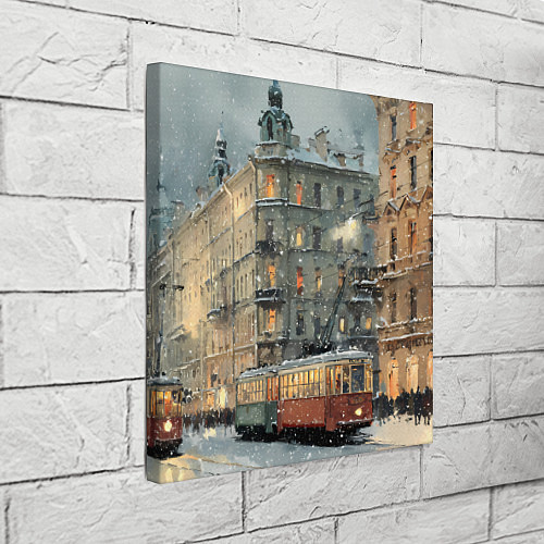 Картина квадратная Трамваи в зимнем Санкт-Петербурге / 3D-принт – фото 3