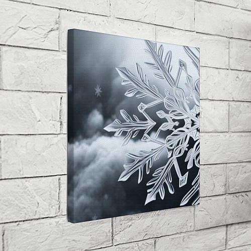 Картина квадратная Снежинка на черно белое / 3D-принт – фото 3