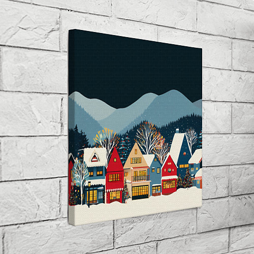 Картина квадратная Новогодний городок в горах / 3D-принт – фото 3