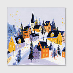Холст квадратный Новогодние домики на горе, цвет: 3D-принт — фото 2